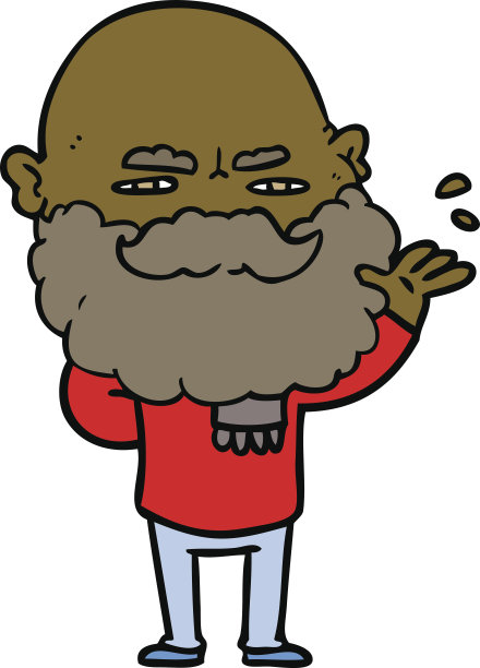 有胡子的卡通人物，皱着眉头图片下载