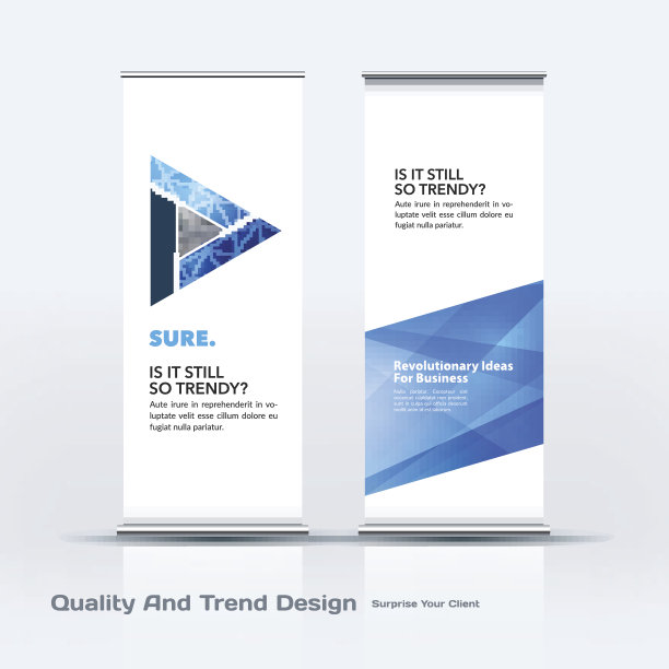摘要商业向量集现代卷立条幅设计模板与彩色对角三角形形状图片下载