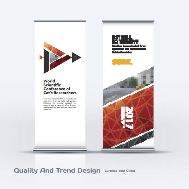 摘要商业向量集现代卷立条幅设计模板与彩色对角三角形形状图片下载