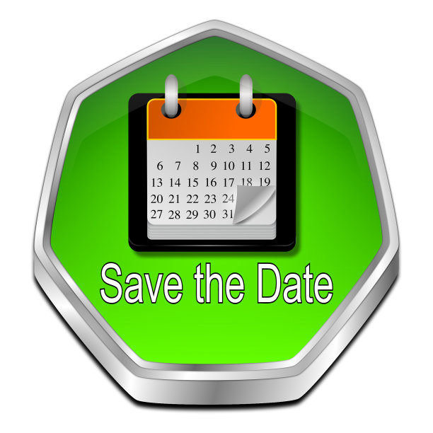 保存日期按钮- 3D插图图片下载