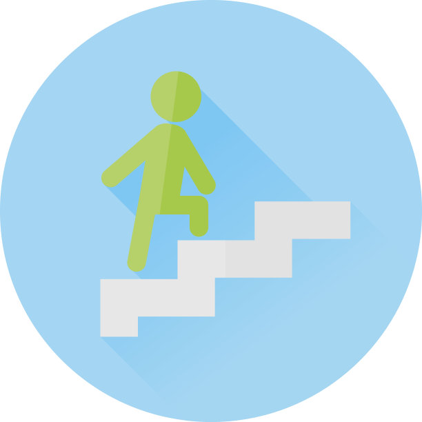 男人走上楼梯扁平图标与长影子图片下载