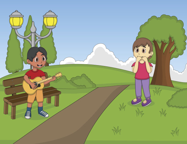 孩子们在公园里播放音乐卡通图片下载