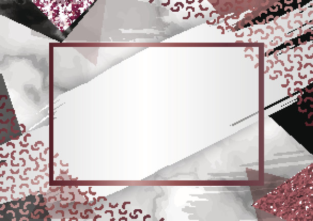 大理石宣传册布局或背景时尚极简几何风格与石材，箔，闪光，金属纹理，三角形矢量插图图片下载