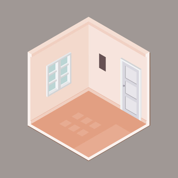 平面3d等距空房间-矢量插图图片下载