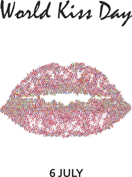 7月6日世界接吻日粉红色的嘴唇。嘴唇和亲吻的印记。打印。矢量插图在孤立的背景。图片下载