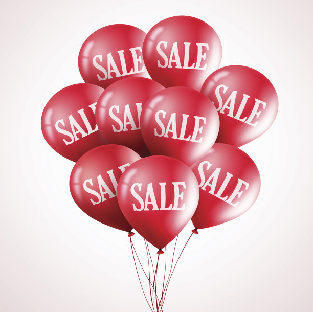 一堆红色矢量气球，上面有销售文字图片下载