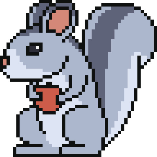 矢量像素艺术松鼠莓图片下载