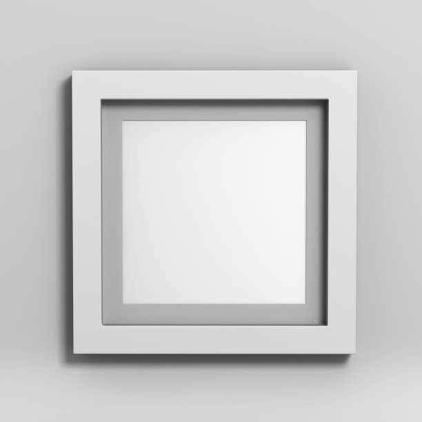 白色空白相框上的灰色背景。图片下载