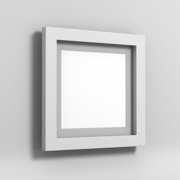 白色空白相框上的灰色背景。图片下载