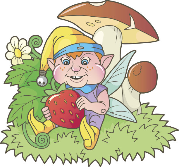 有趣的小精灵正要吃浆果图片下载