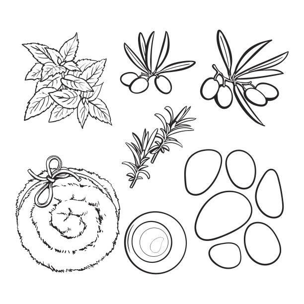 温泉集-玄武岩石，按摩油，毛巾，蜡烛，香盐图片下载