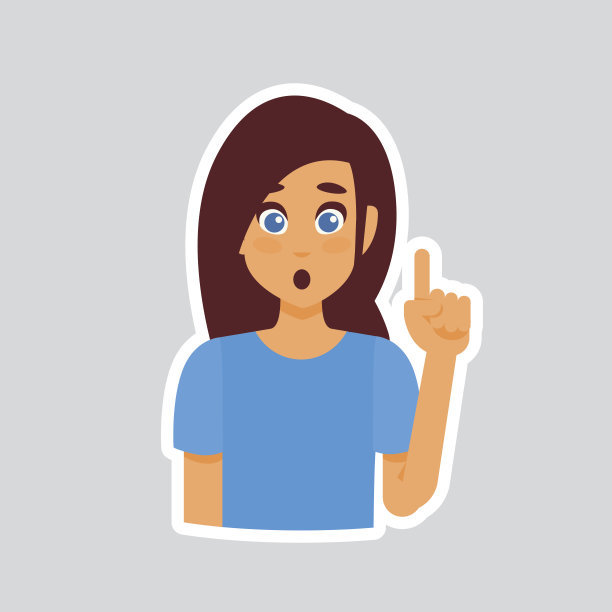 女孩震惊贴纸信使，标签图标彩色符号图片下载