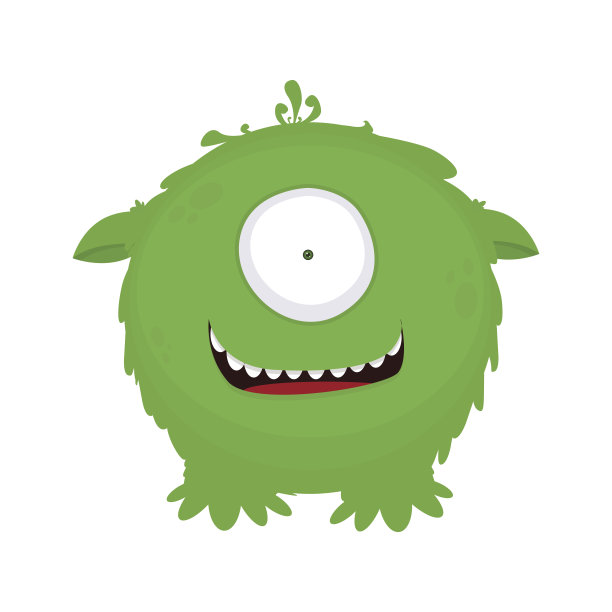 五颜六色的圆毛可爱的怪物。矢量插图。图片下载