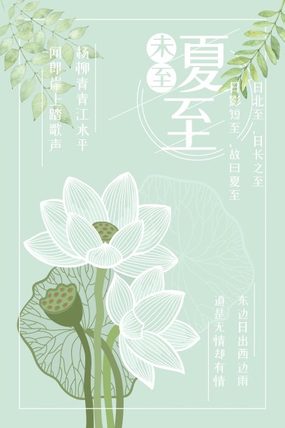 清新文艺插画风夏至创意海报图片下载