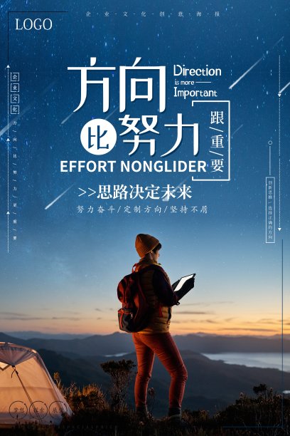 方向比努力更重要企业文化海报素材图片