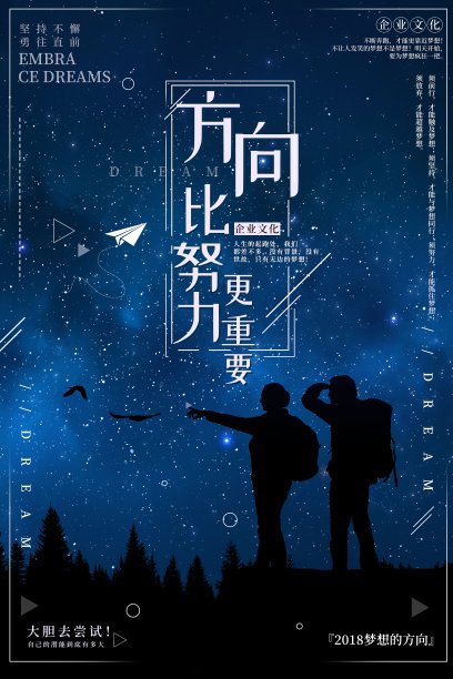 方向比努力更重要励志海报素材图片