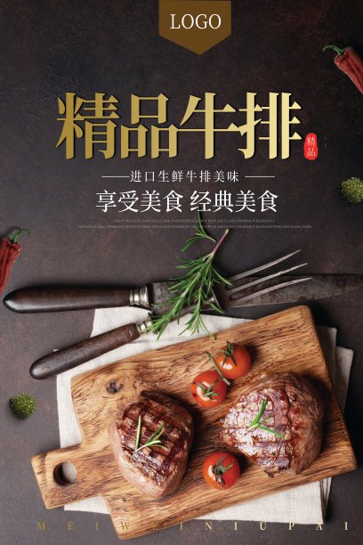精品牛排促销展板图片下载