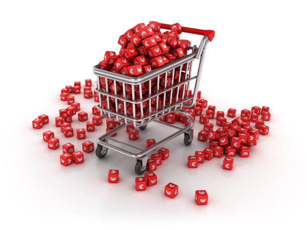 购物车与欧洲立方体- 3D渲染图片下载