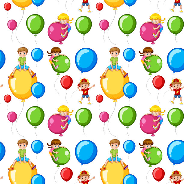 无缝模板儿童彩色气球图片下载