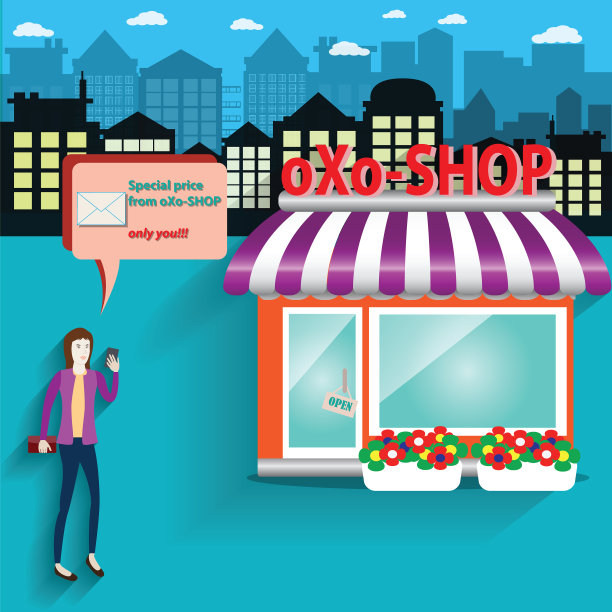 大数据概念，数字商业利用大数据进行在线营销，电子商务-矢量插图图片下载