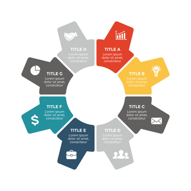 矢量圆箭头齿轮信息图，循环图，图形，表示图。业务设置概念8个选项，零件，步骤，流程图片下载