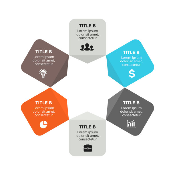 矢量圆箭头信息图，循环图，图形，演示图。经营理念，6个选项，零件，步骤，流程图片下载