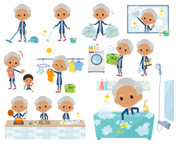 海军蓝开襟羊毛衫老妇人黑户管家图片下载