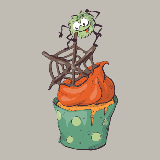 各种万圣节纸杯蛋糕孤立图片下载