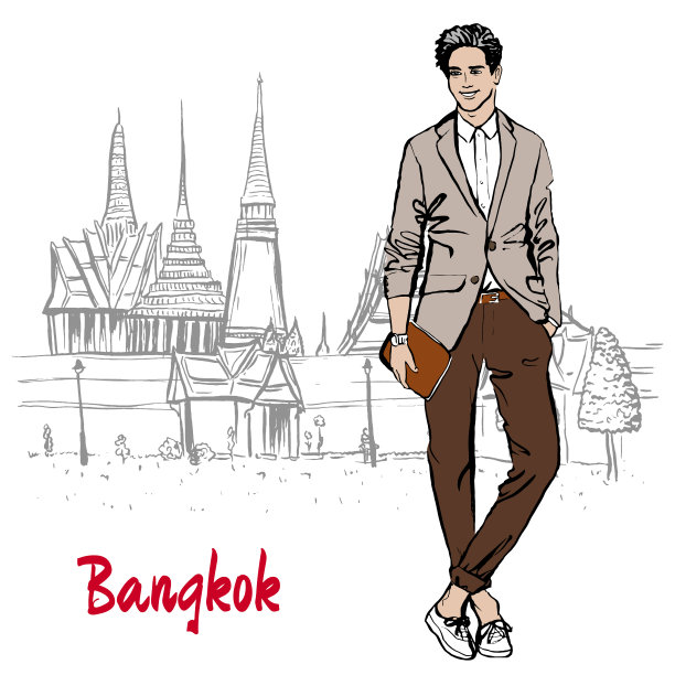 在大皇宫和普拉科夫寺附近的女人图片下载