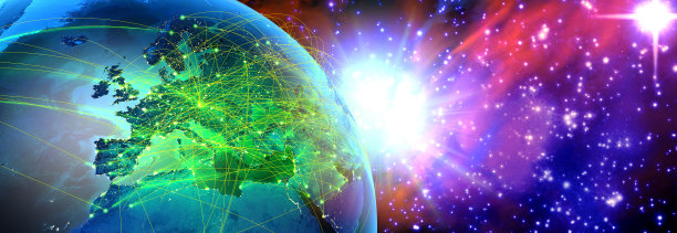 连接欧洲的城市的空域和航空的3d插图图片下载