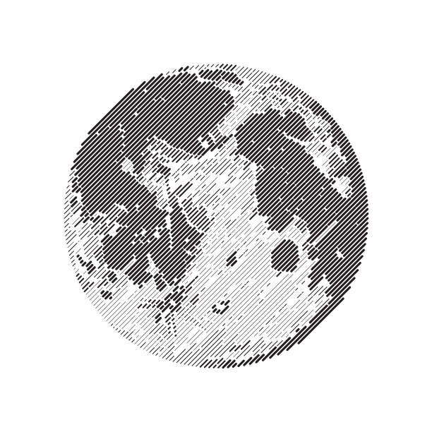 月亮，线条设计，未扩展的笔触图片下载