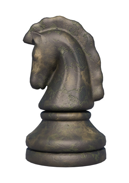 3D渲染黑象棋骑士在白色图片下载