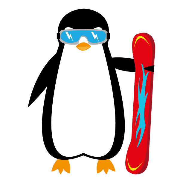 卡通企鹅滑雪图片下载