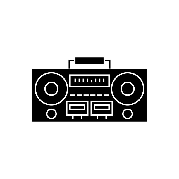录音机磁带播放器图标矢量插图黑色标志图片下载