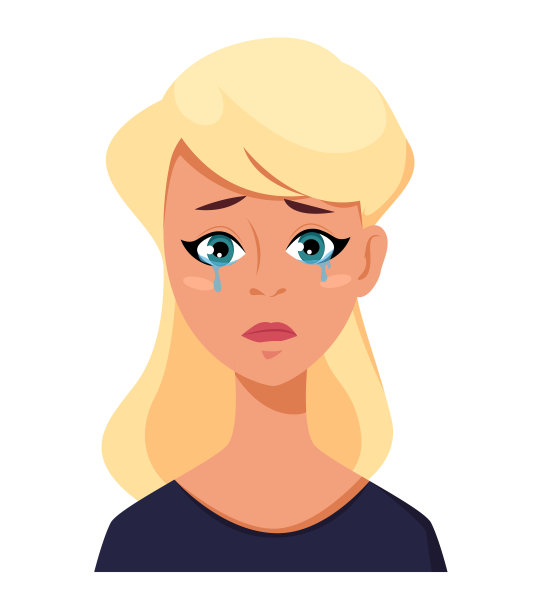 脸上一副金发女人的表情——哭闹着，不高兴。图片下载