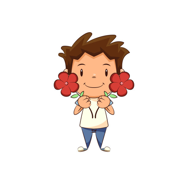 孩子拿着鲜花图片下载