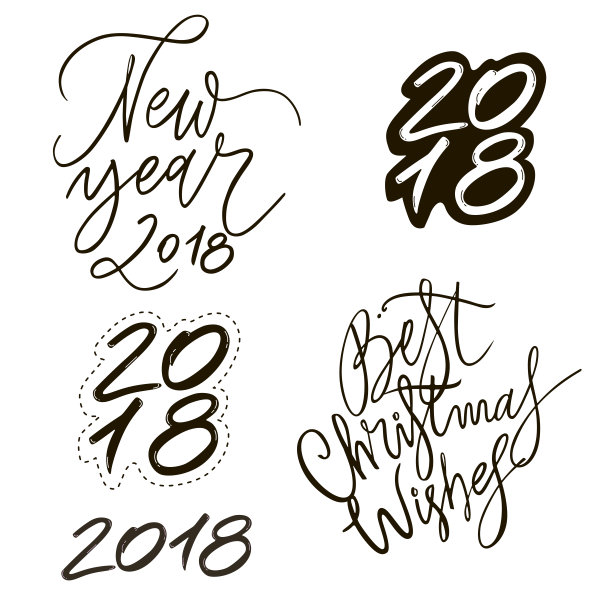 节日问候语书法墨迹插画圣诞节卡片图片下载