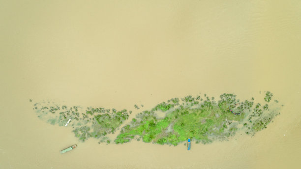 静态垂直鸟瞰图的岛屿和河流图片下载