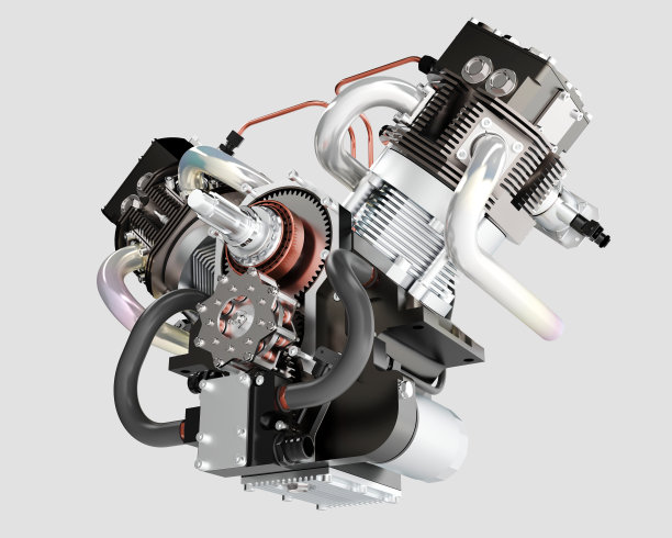 汽车发动机没有阴影孤立在白色背景上3D -透视视图图片下载