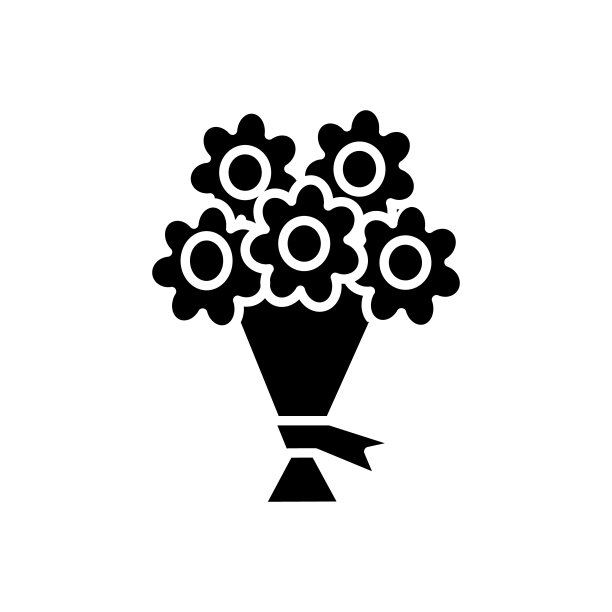 花束图标，矢量插图，标志上孤立的背景素材图片