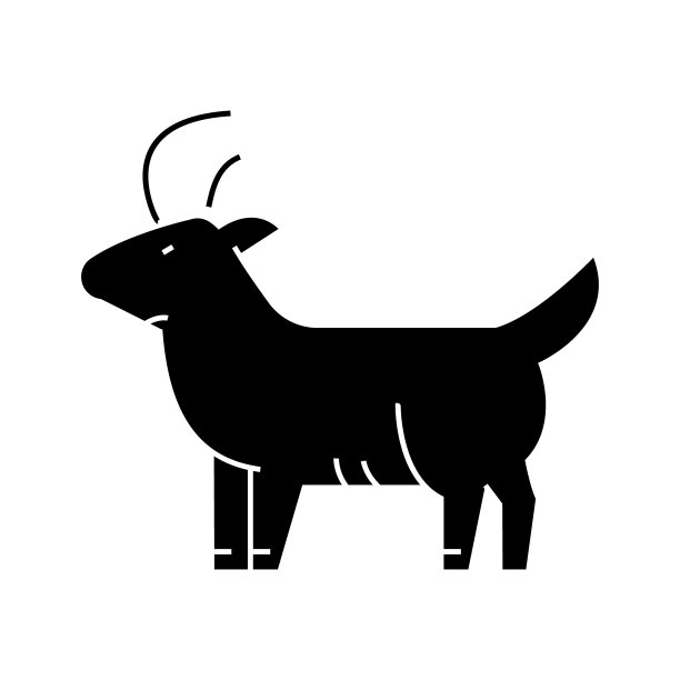 山羊图标，矢量插图，签名在孤立的背景图片下载