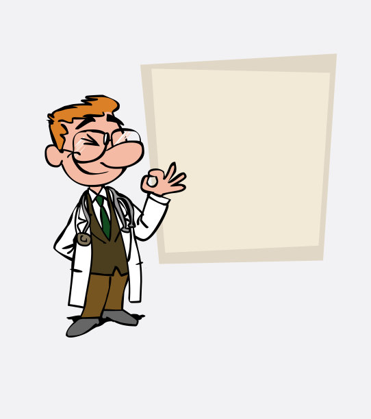 戴眼镜的快乐白人医生做了一个ok的手势。就像在演示文稿中一样，显示您想要的数据。图片下载