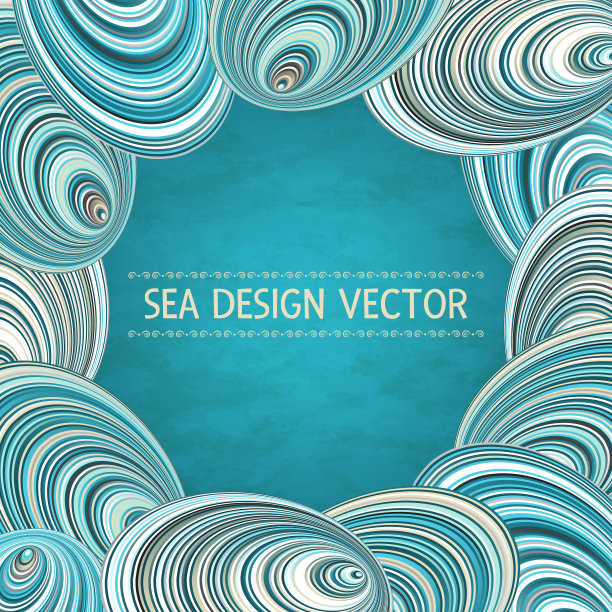 蓝天背景贺卡问候。海蚌、牡蛎设计。图片下载