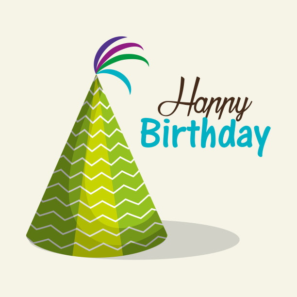 帽子绿色生日快乐派对图形图片下载