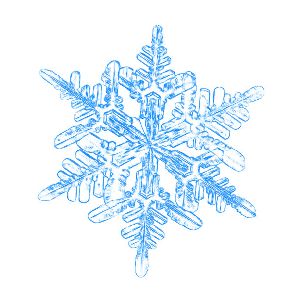 白色背景上的蓝色雪花素材图片