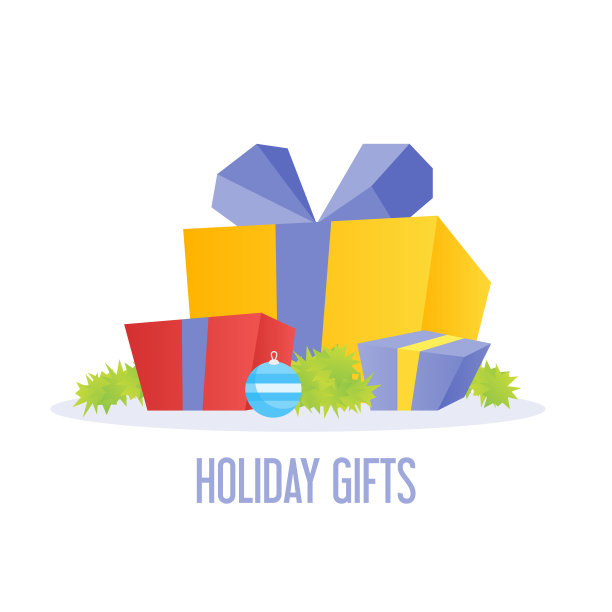 白色背景上的彩色礼盒插图。图片下载