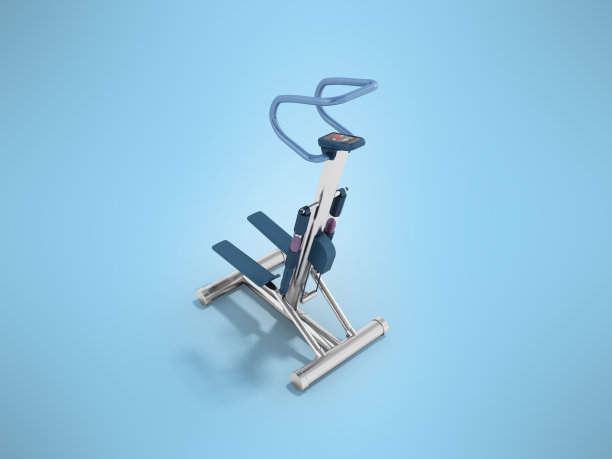 现代运动教练步进与电子控制系统蓝色3d渲染在蓝色背景图片下载