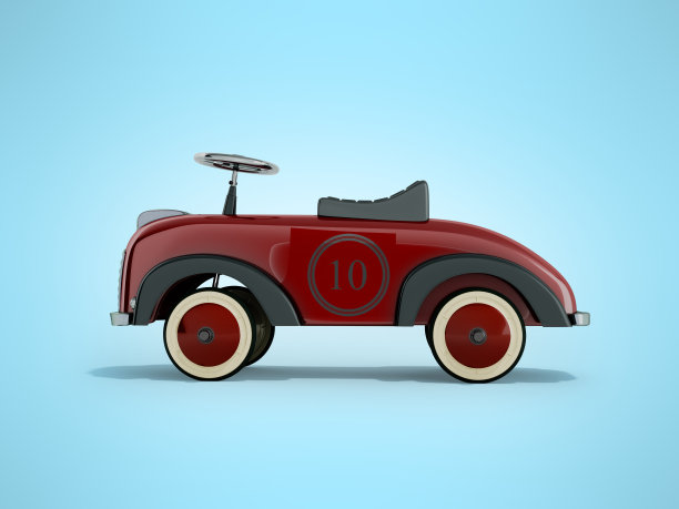 复古跑车轮椅儿童左3d渲染蓝色背景图片下载