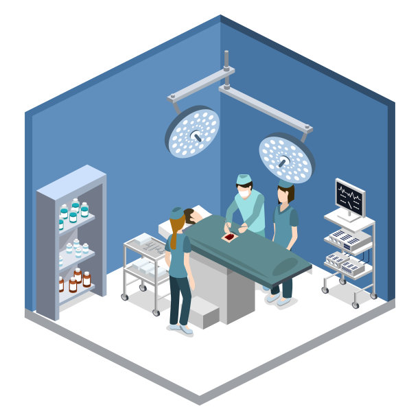 三维矢量图外科医生对病人进行手术图片下载