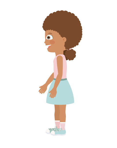 女孩站在一边孤立的图标设计图片下载